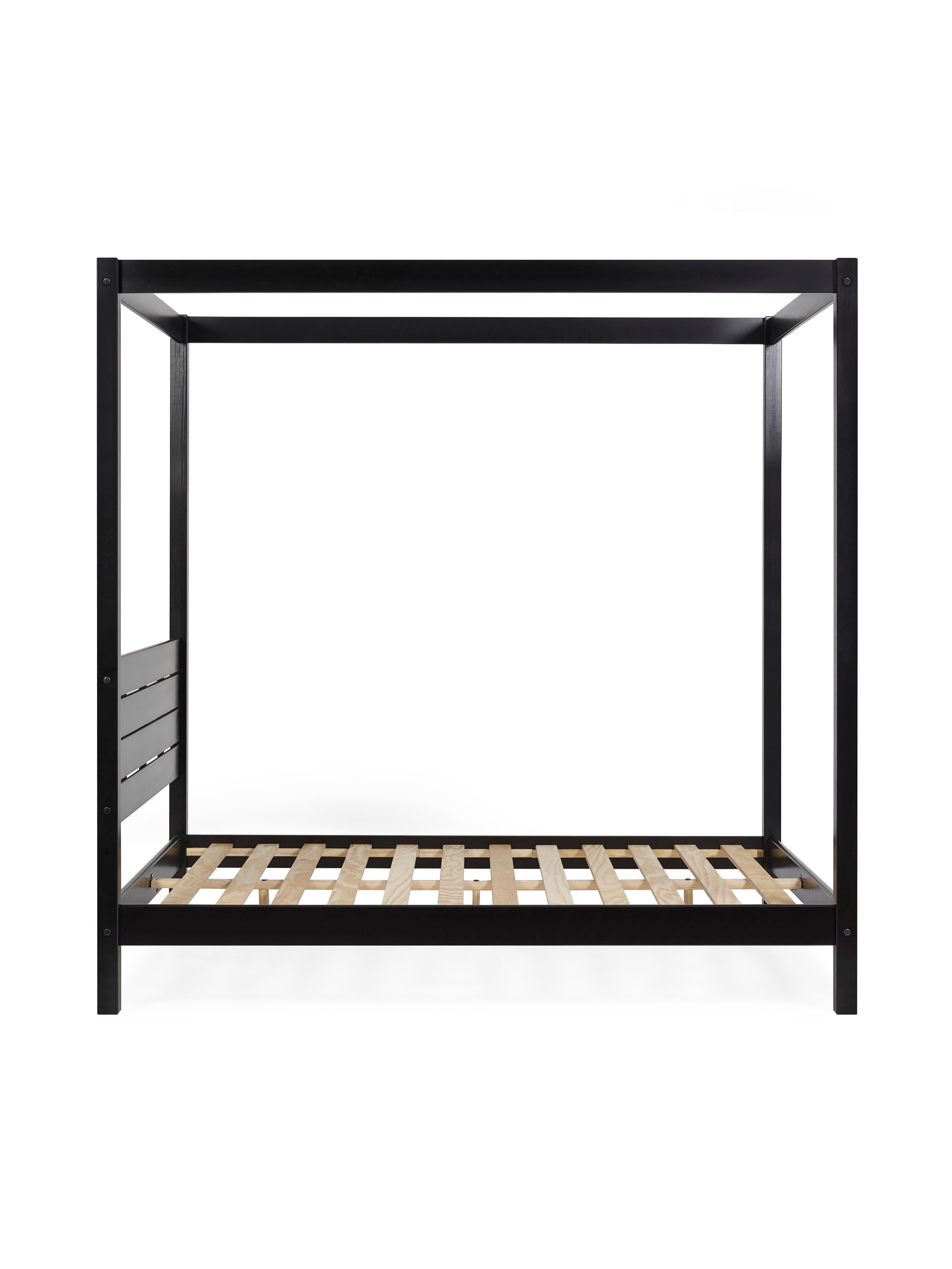Roxanne Black Solid Pine 4-Poster Canopy Bed
