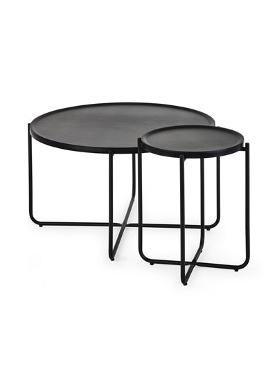 Sagrada Round Black Coffee and Lamp Table Set