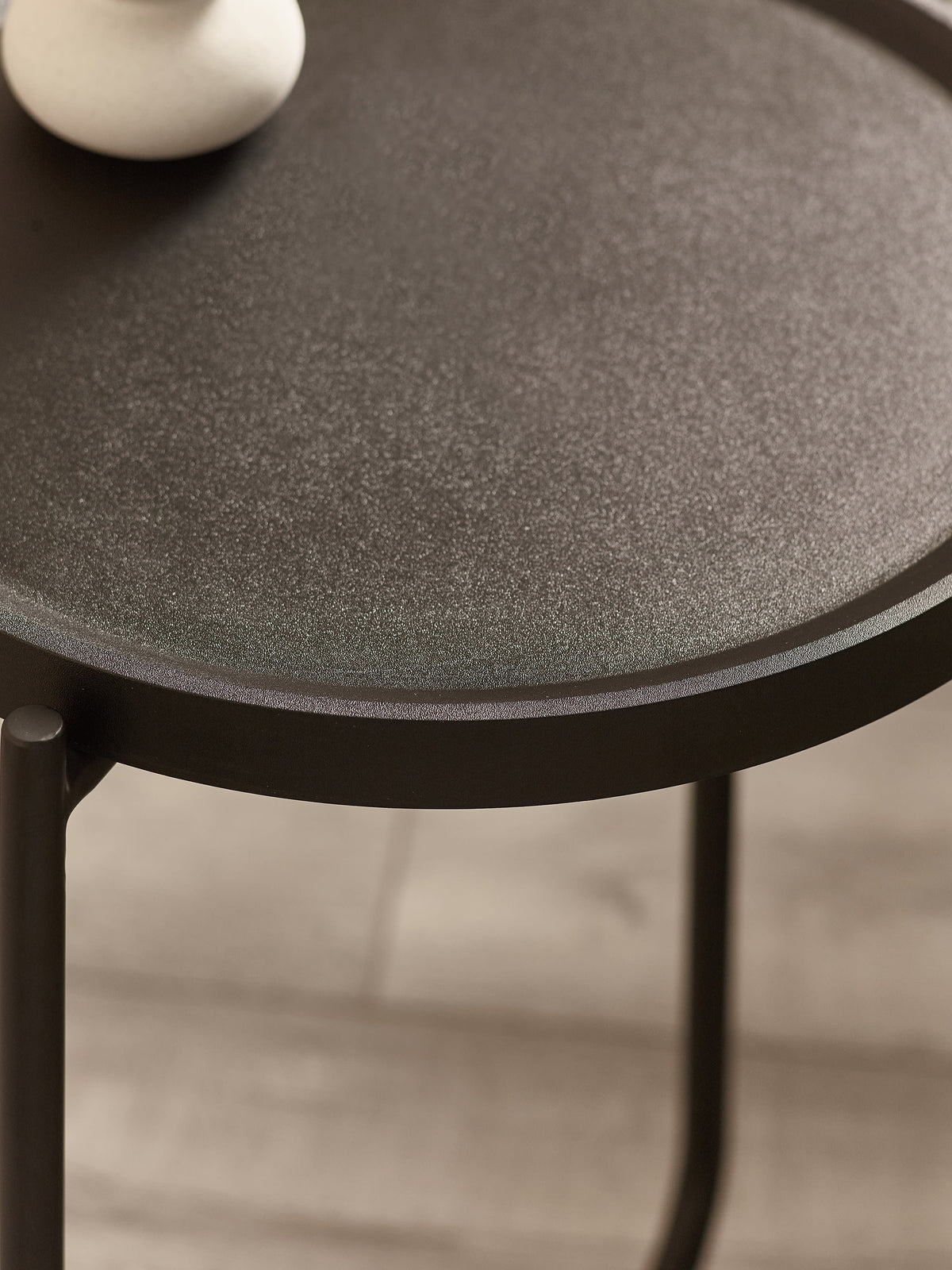 Sagrada Round Black Coffee and Lamp Table Set