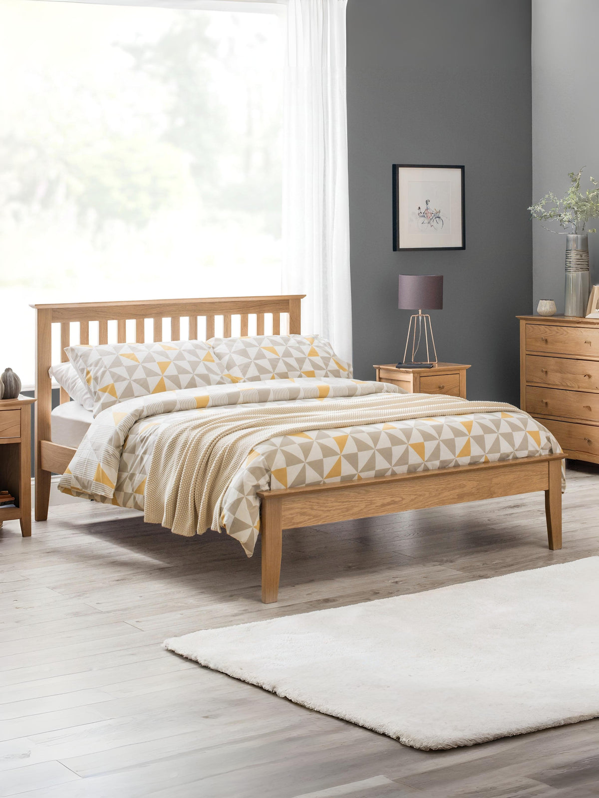 Salerno Shaker Bed - Natural Oak