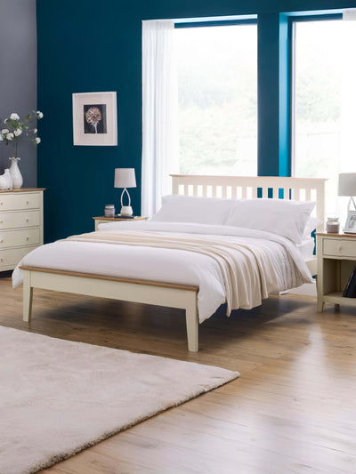 Salerno Shaker Bed - Ivory/Natural Oak