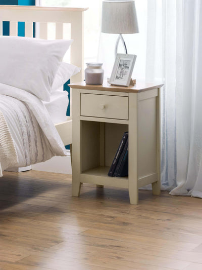 Salerno Shaker Ivory/Oak 1 Drawer Bedside