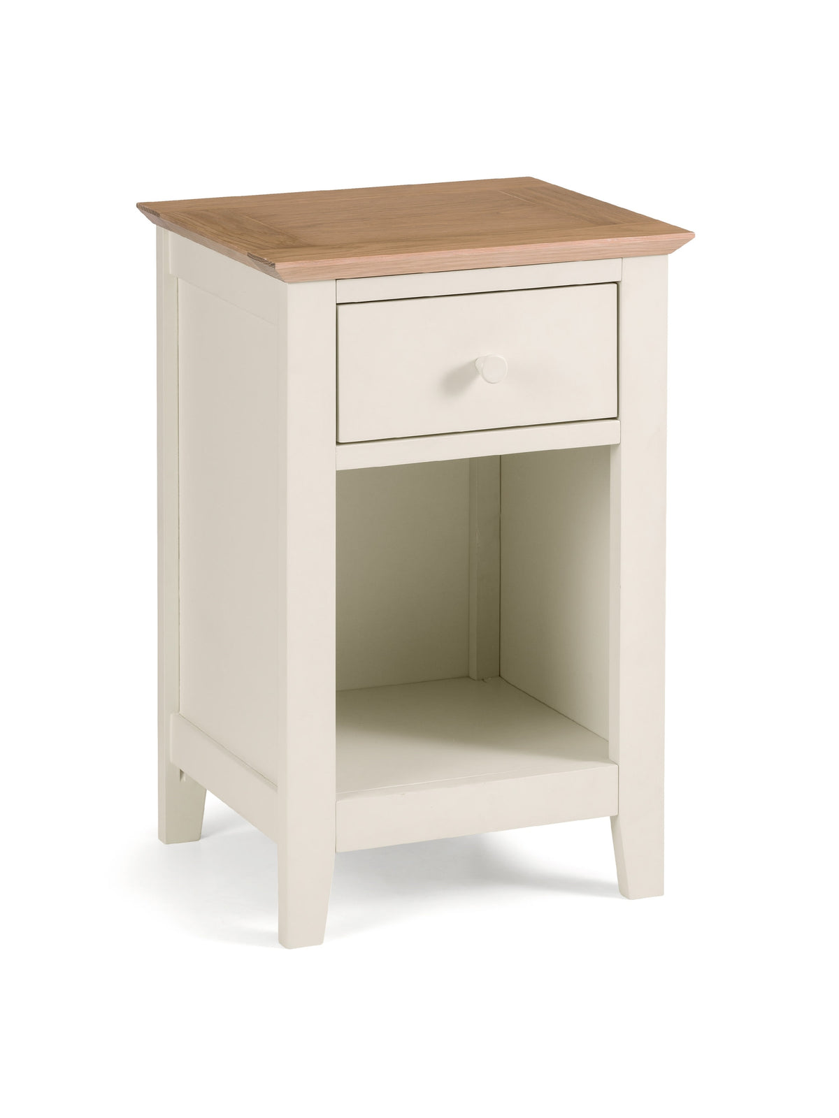 Salerno Shaker Ivory/Oak 1 Drawer Bedside