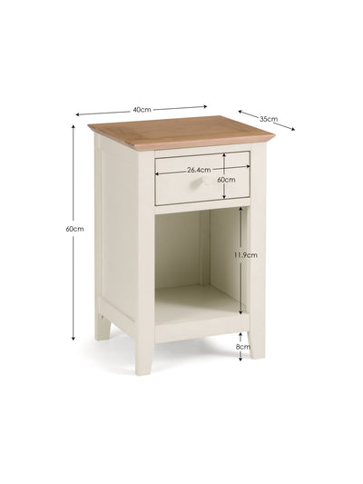 Salerno Shaker Ivory/Oak 1 Drawer Bedside
