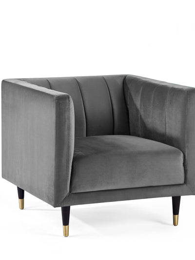 Salma Scalloped Back Chair – Grey – Grey Velvet