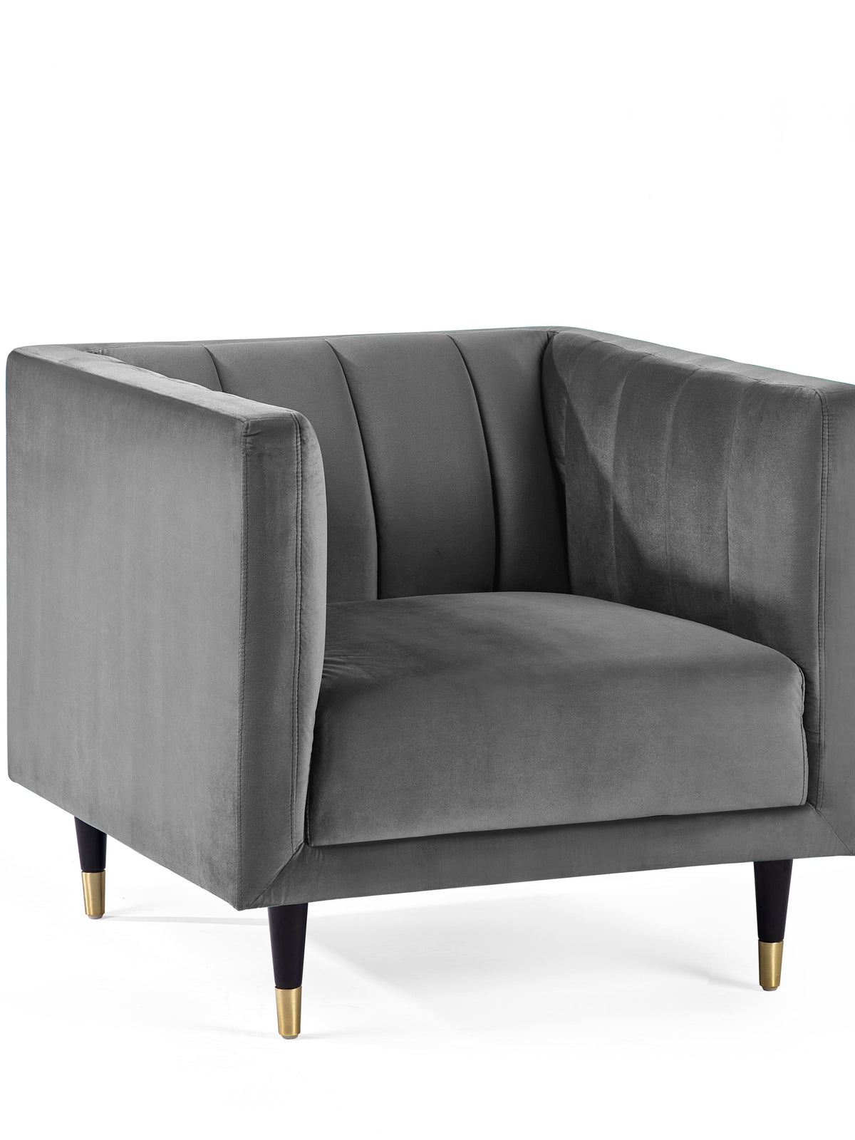 Salma Scalloped Back Chair – Grey – Grey Velvet