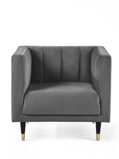 Salma Scalloped Back Chair – Grey – Grey Velvet