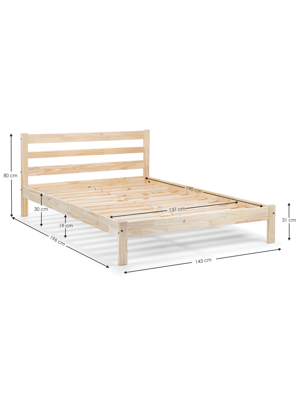 Sami Unfinished Solid Pine Bed – Unfinished Pine