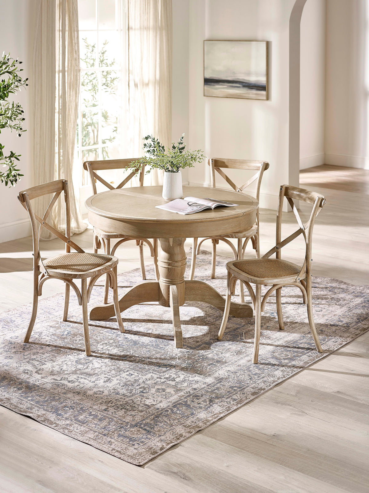 Set of 2 Satie Limed Oak Rattan Bistro Chairs