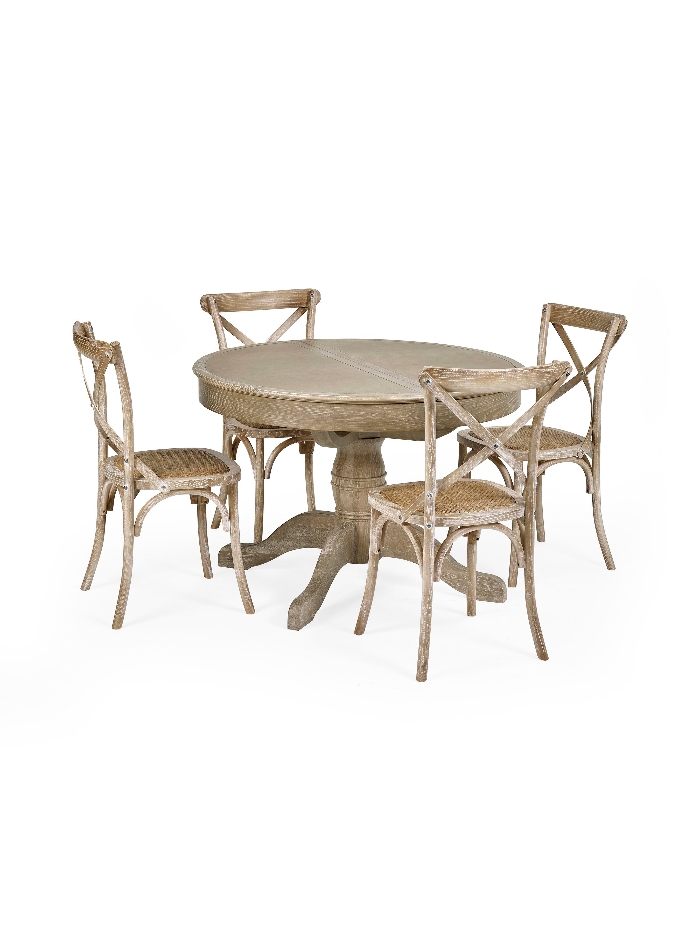 Set of 2 Satie Limed Oak Rattan Bistro Chairs