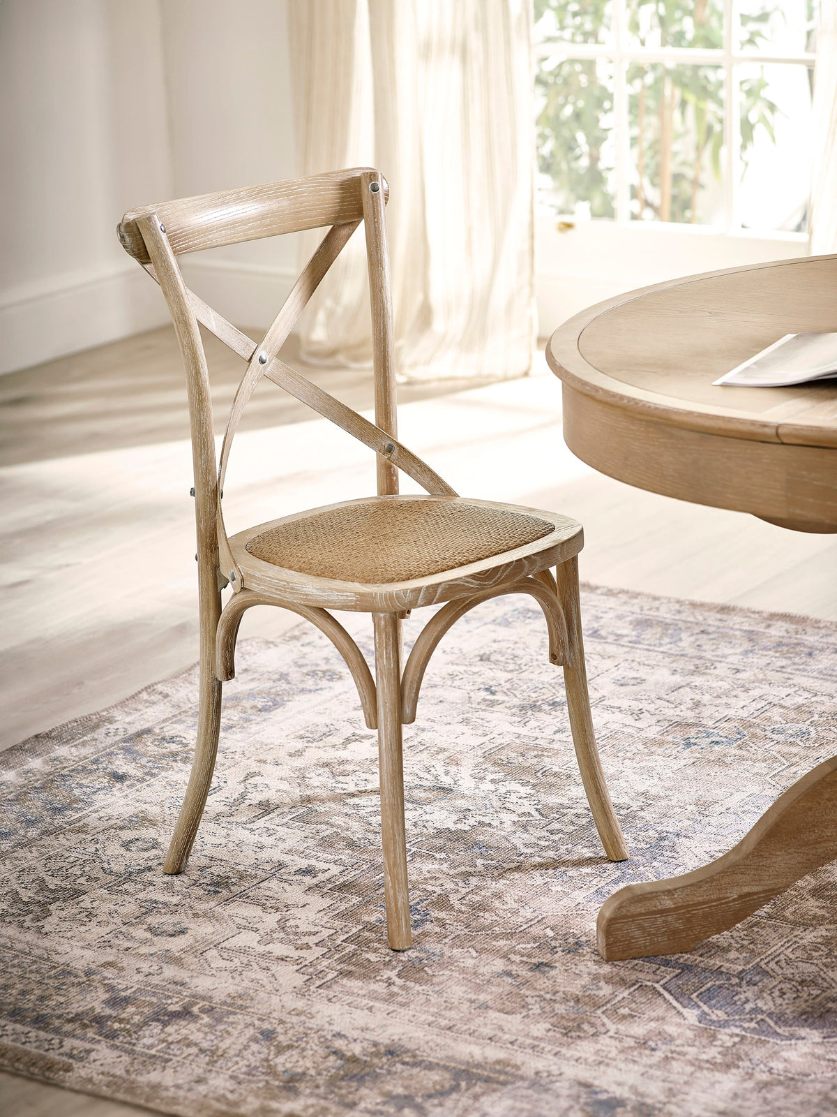 Set of 2 Satie Limed Oak Rattan Bistro Chairs