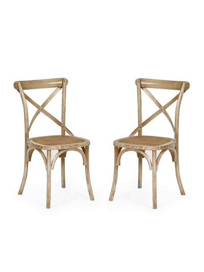 Set of 2 Satie Limed Oak Rattan Bistro Chairs