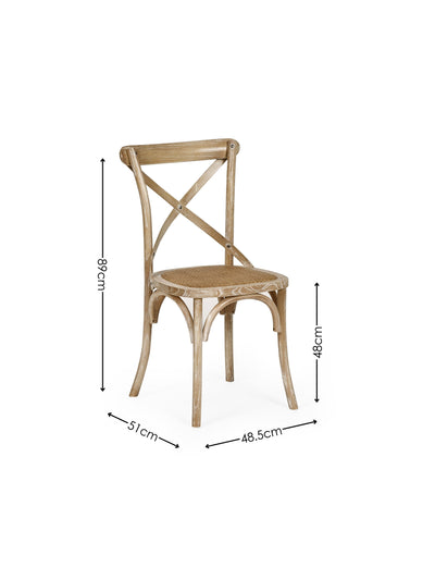 Set of 2 Satie Limed Oak Rattan Bistro Chairs