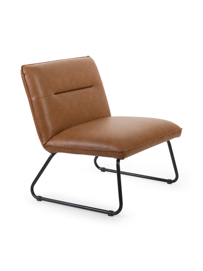 Saxon Tan Brown Faux Leather Lounge Chair