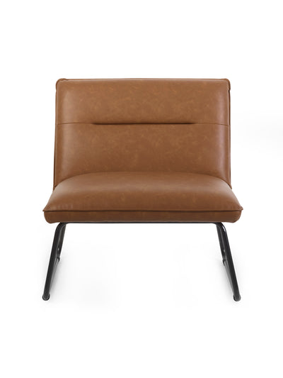 Saxon Tan Brown Faux Leather Lounge Chair
