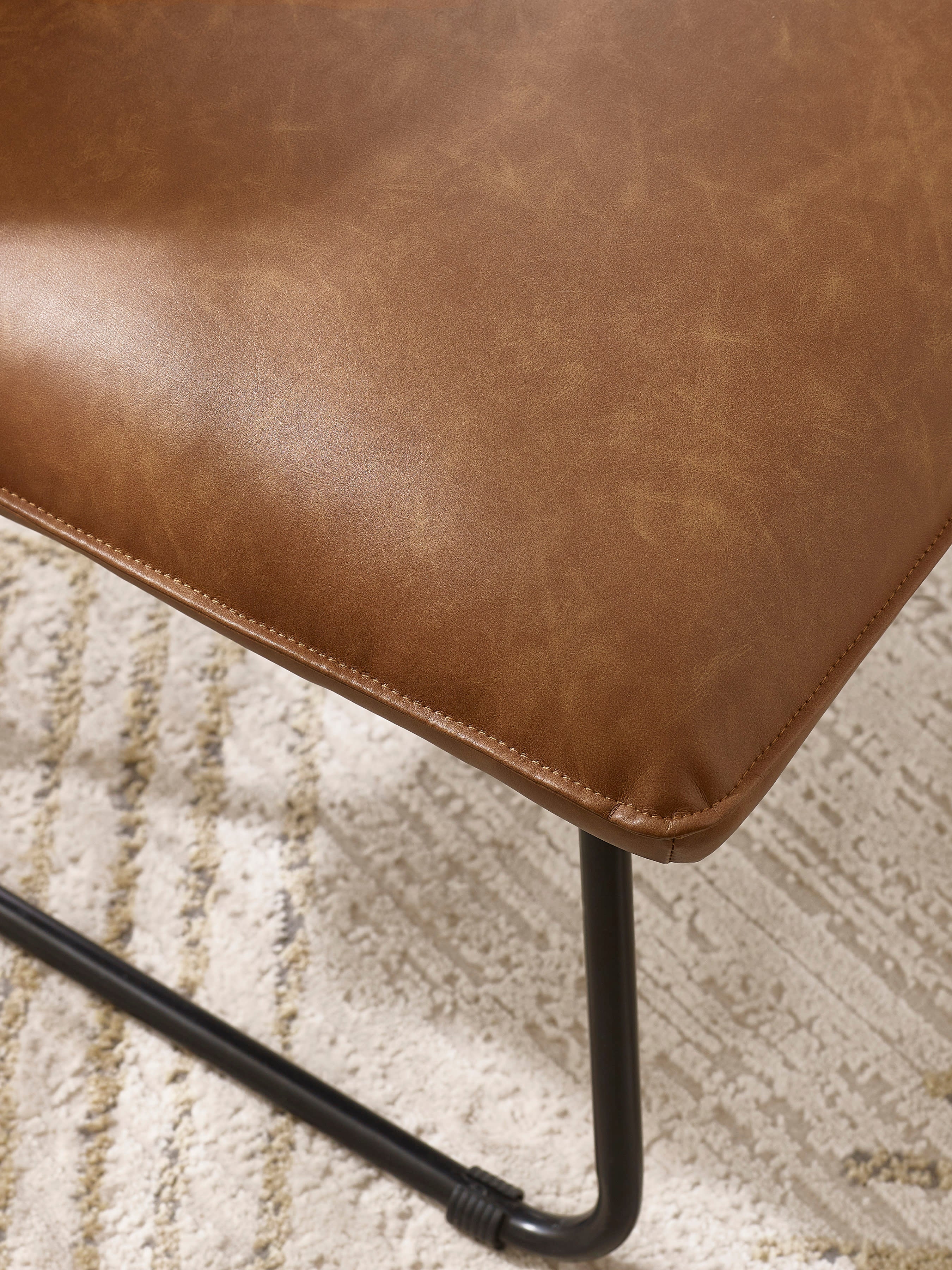 Saxon Tan Brown Faux Leather Lounge Chair