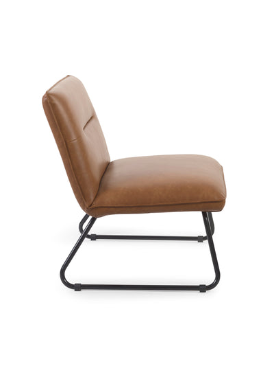 Saxon Tan Brown Faux Leather Lounge Chair