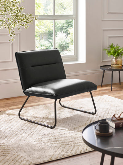 Saxon Black Faux Leather Lounge Chair