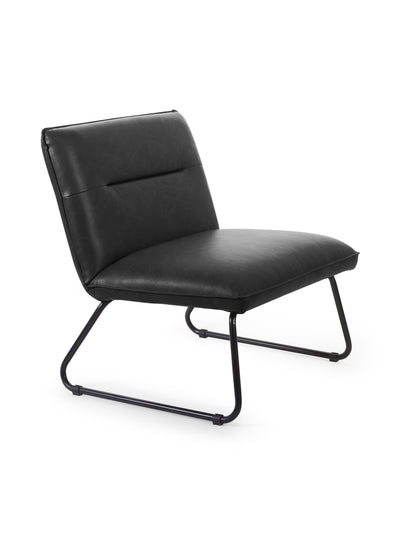 Saxon Black Faux Leather Lounge Chair