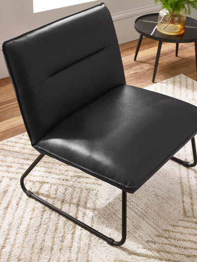 Saxon Black Faux Leather Lounge Chair