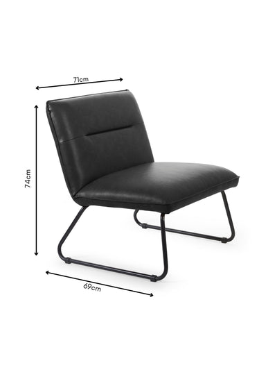 Saxon Black Faux Leather Lounge Chair