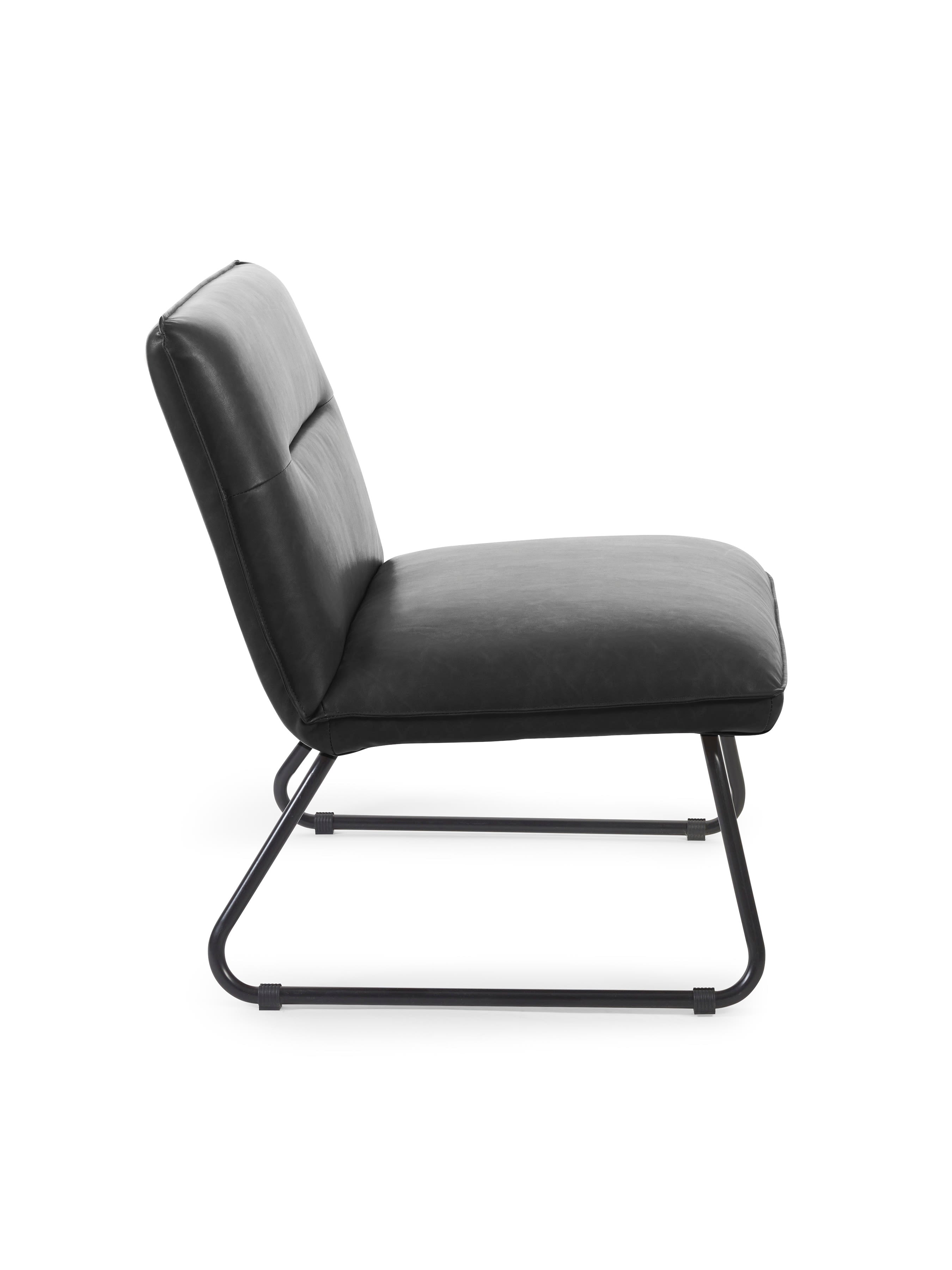 Saxon Black Faux Leather Lounge Chair