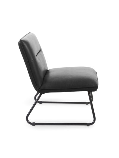 Saxon Black Faux Leather Lounge Chair
