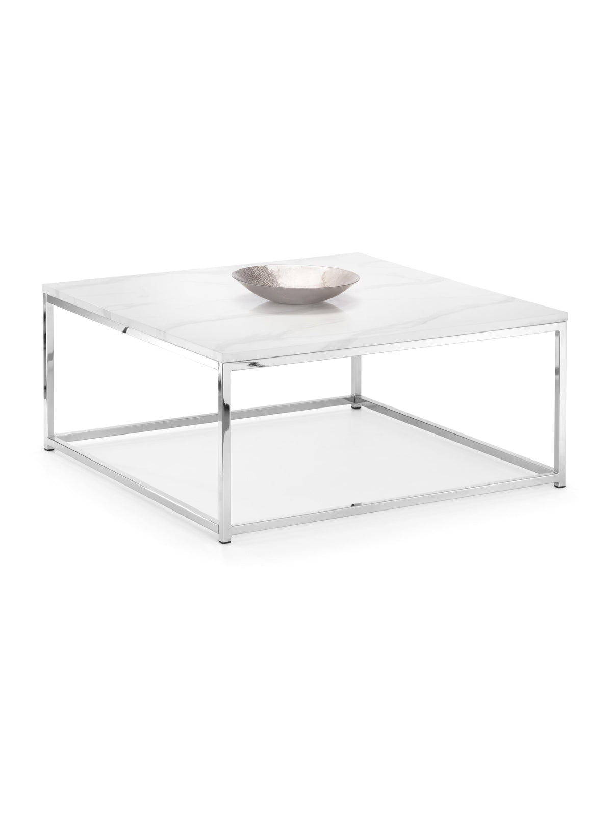 Scala Marble Top Coffee Table - Chrome & White Marble