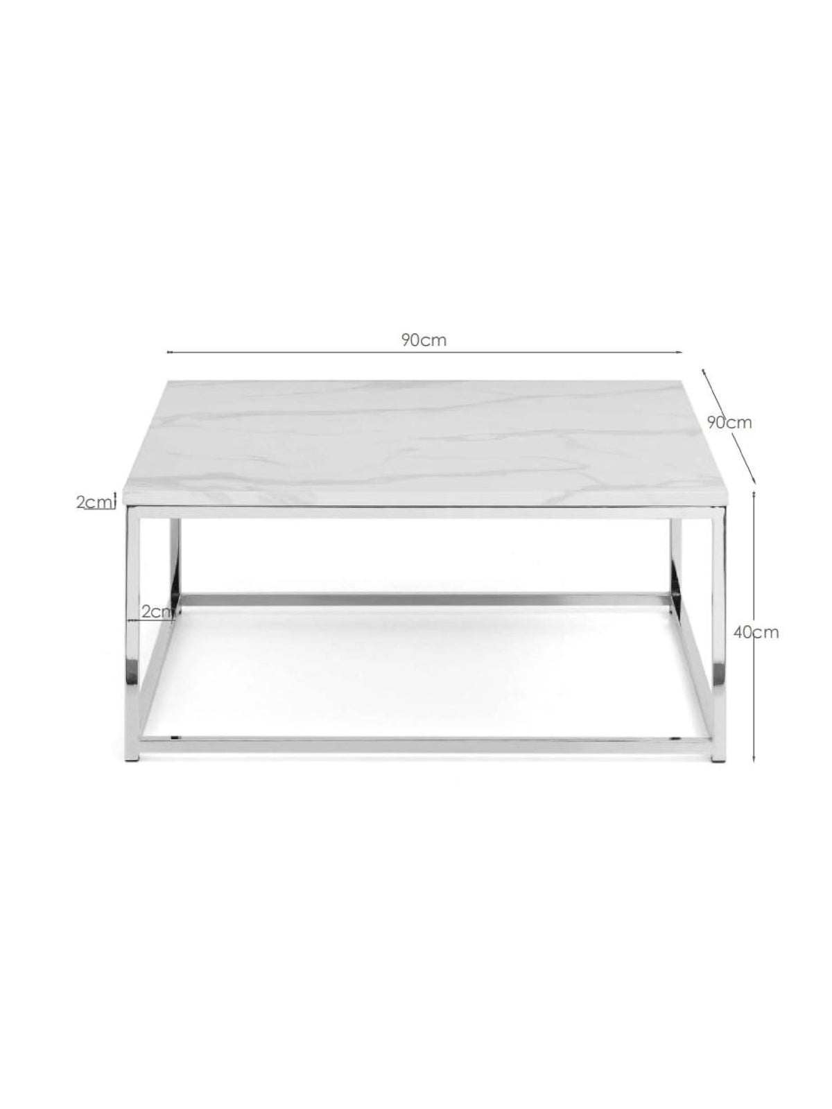 Scala Marble Top Coffee Table - Chrome & White Marble