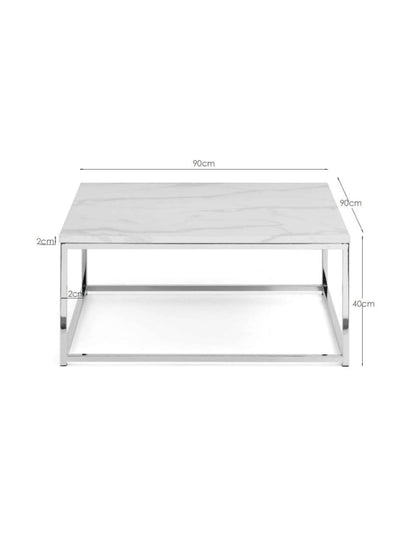 Scala Marble Top Coffee Table - Chrome & White Marble