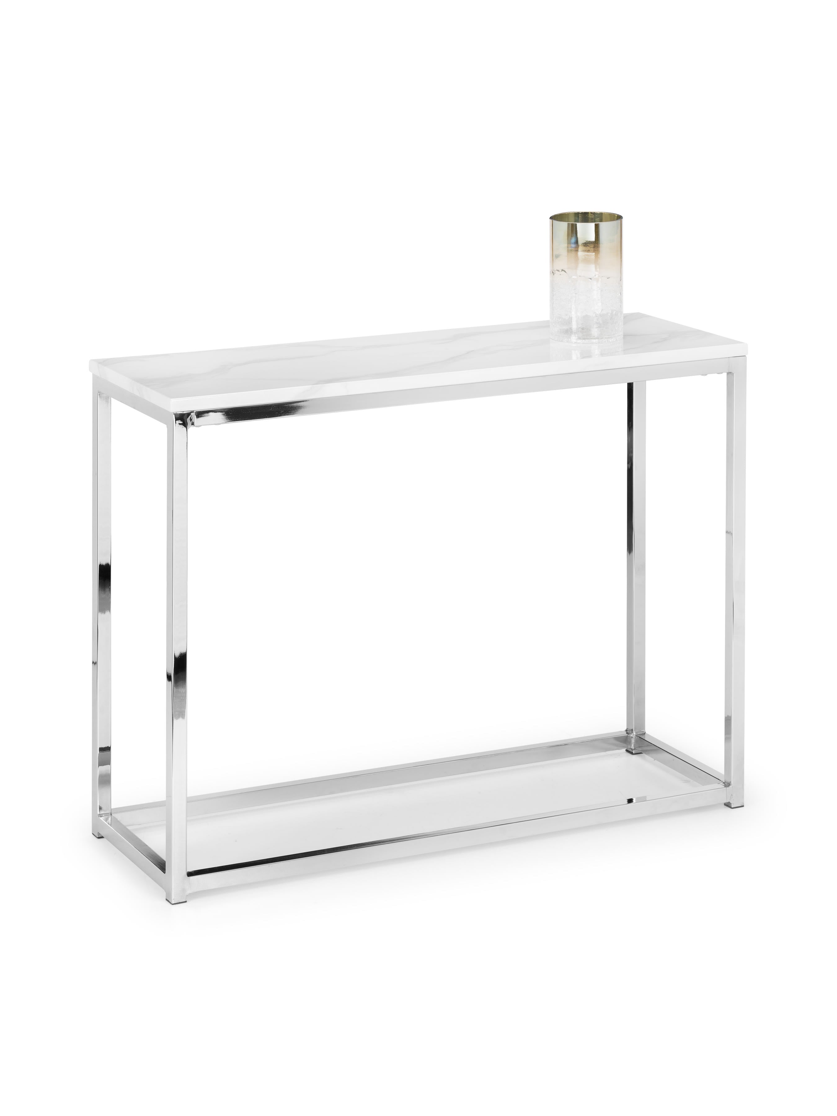 Scala White Marble Console Table – Silver