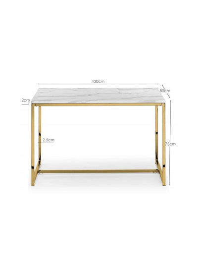 Scala Gold Table and 4 Grey Vittoria Chairs – Marble & Gold