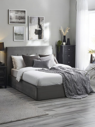 Shoreditch High Headboard Lift-Up Storage Bed - Slate Grey