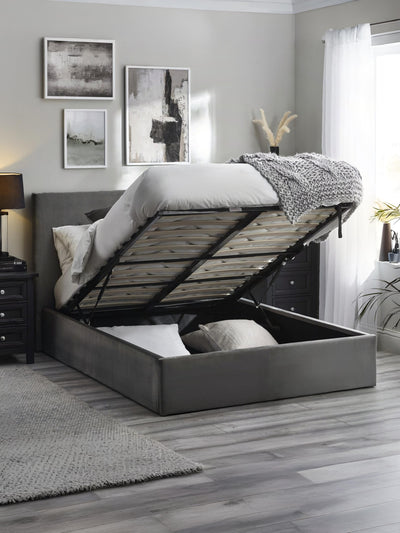 Shoreditch High Headboard Lift-Up Storage Bed - Slate Grey
