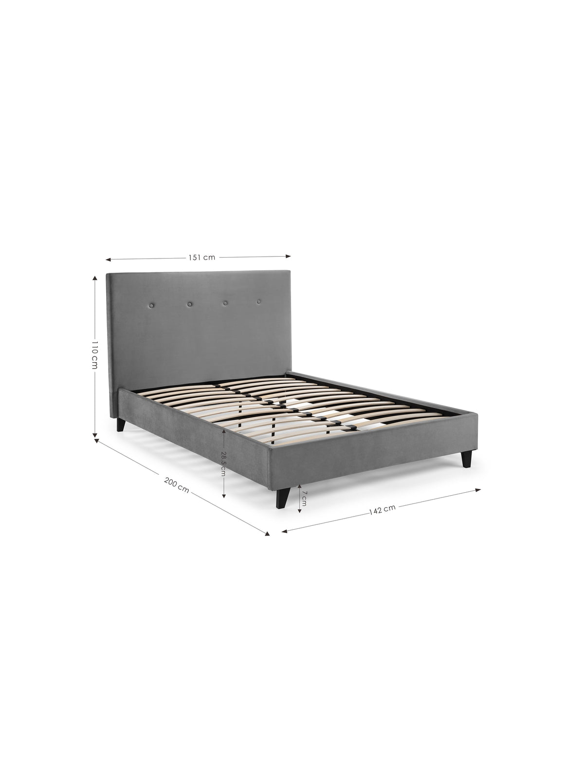 Shoreditch High Headboard Bed - Slate Grey