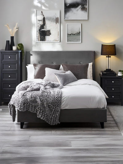 Shoreditch High Headboard Bed - Slate Grey