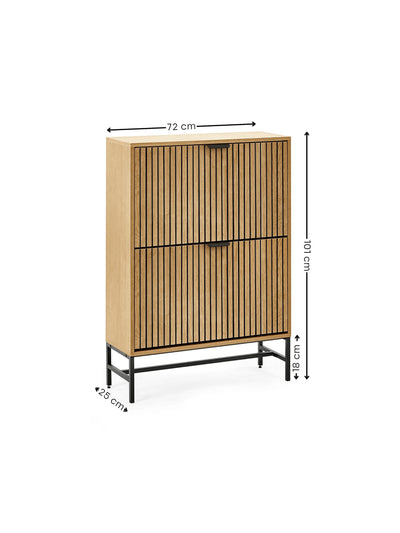 Sia Oak Effect 2 Door Shoe Storage Cabinet – Natural Oak Effect