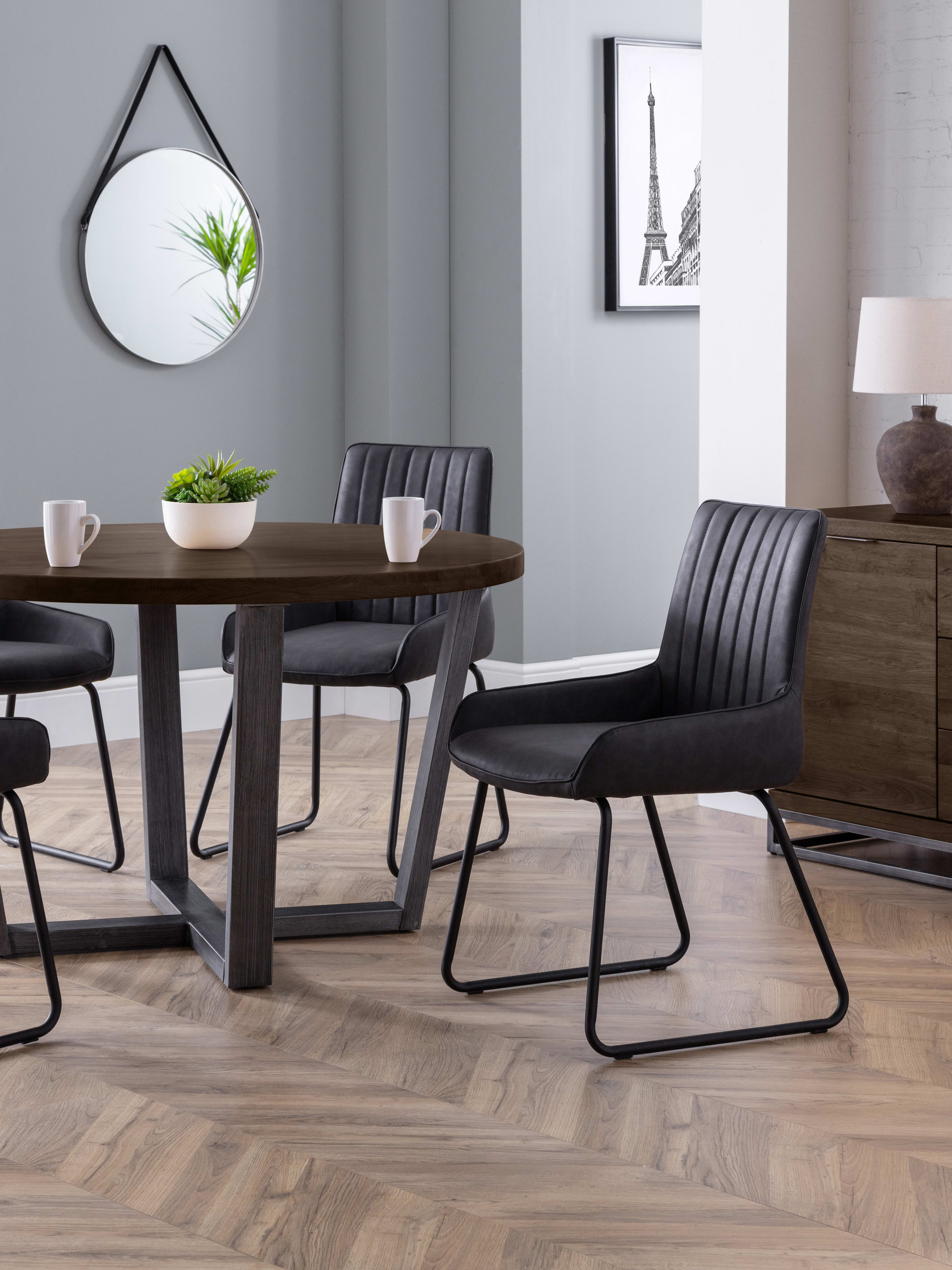 Set Of 4 Soho Chairs – Antique Black Faux Leather