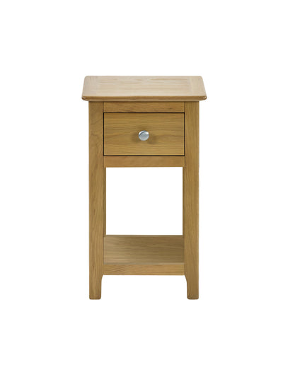 Somerset Oak Compact 1 Drawer Bedside Table with Shelf – Light Oak