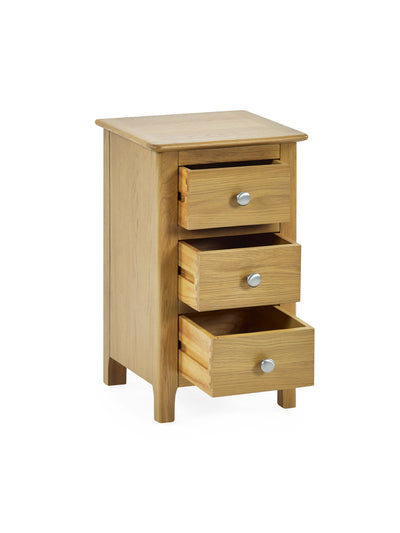 Somerset Oak Compact 3 Drawer Bedside Table – Light Oak
