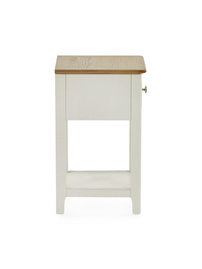 Somerset White and Oak Compact 1 Drawer Bedside Table with Shelf