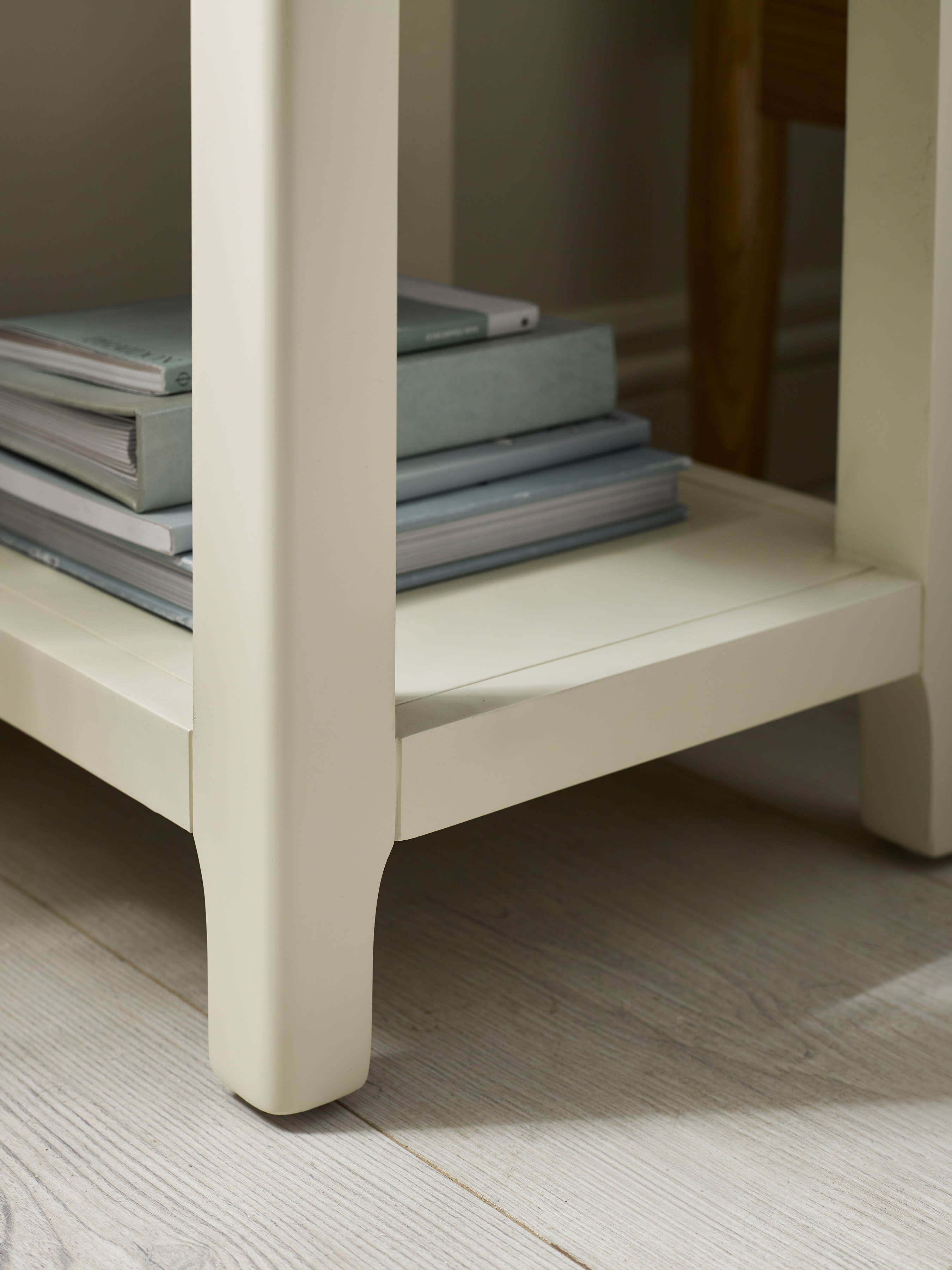 Somerset White and Oak Compact 1 Drawer Bedside Table with Shelf