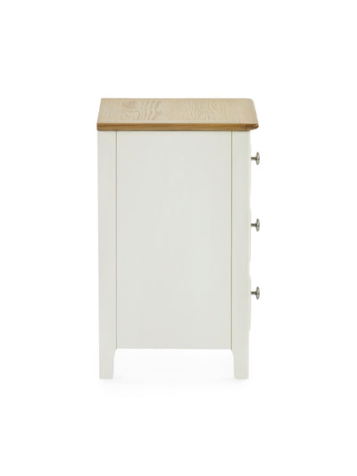 Somerset White and Oak Compact 3 Drawer Bedside Table