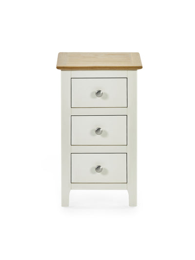 Somerset White and Oak Compact 3 Drawer Bedside Table