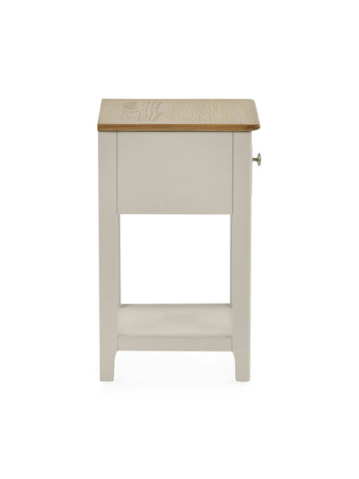 Somerset Truffle Grey and Oak Compact 1 Drawer Bedside Table with Shelf – Oak and Truffle