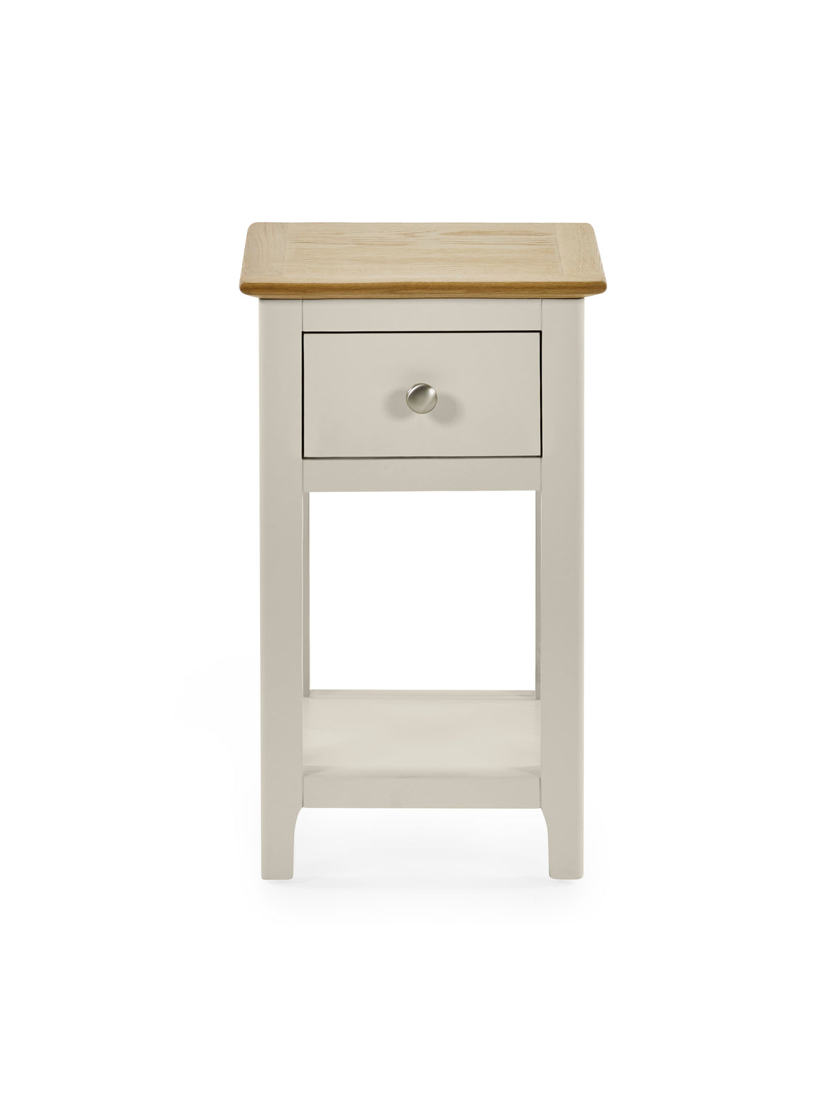 Somerset Truffle Grey and Oak Compact 1 Drawer Bedside Table with Shelf – Oak and Truffle