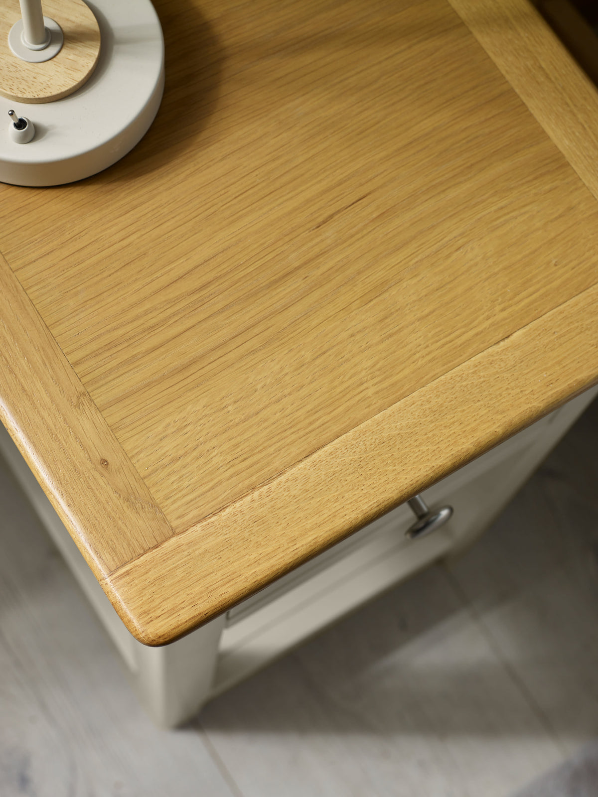 Somerset Truffle Grey and Oak Compact 1 Drawer Bedside Table with Shelf – Oak and Truffle