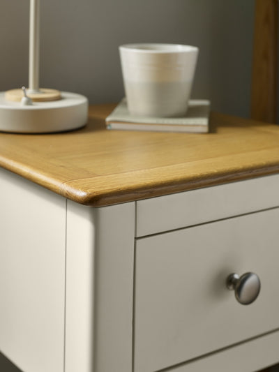 Somerset Truffle Grey and Oak Compact 1 Drawer Bedside Table with Shelf – Oak and Truffle