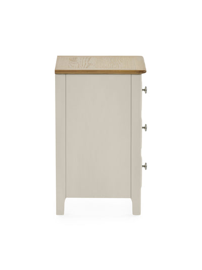 Somerset Truffle Grey and Oak Compact 3 Drawer Bedside Table – Oak and Truffle