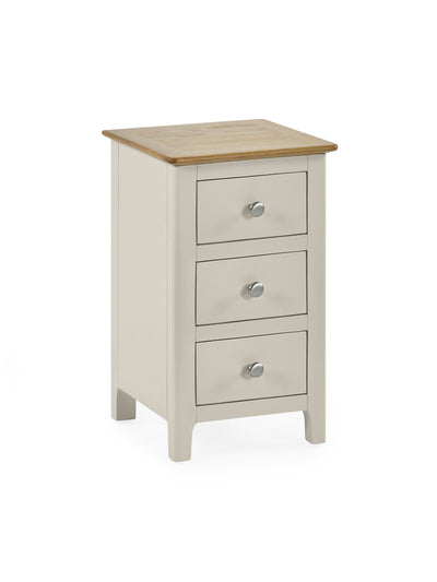 Somerset Truffle Grey and Oak Compact 3 Drawer Bedside Table – Oak and Truffle